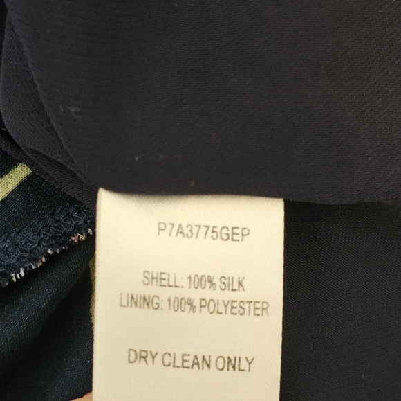 Parker Floral 100% Silk Cold Shoulder Ruffle Midi Navy Small Dress Preowned - Picture 8 of 9